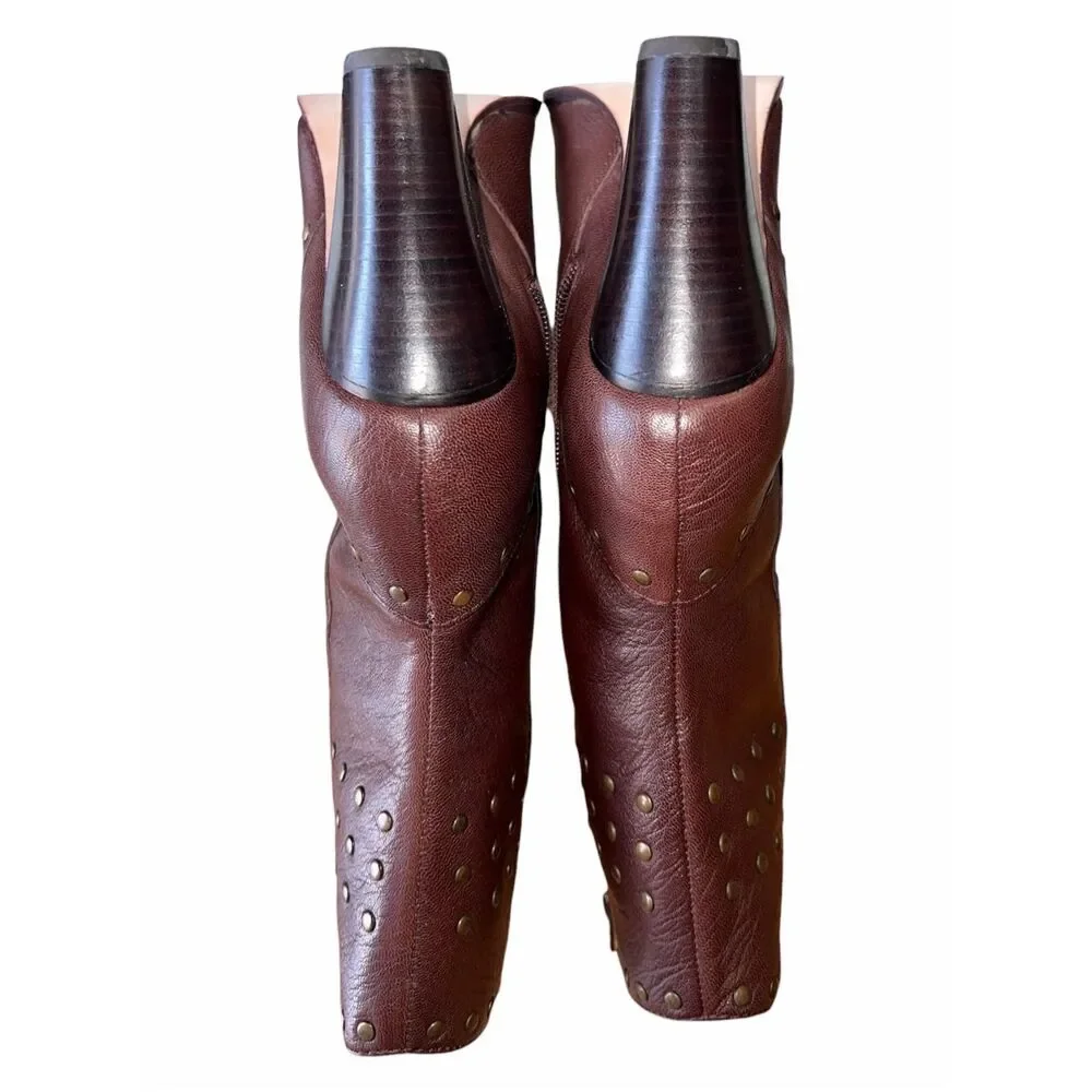 Steven Madden INCAA Brown Leather Pointed/Round Toe Boot Size 10